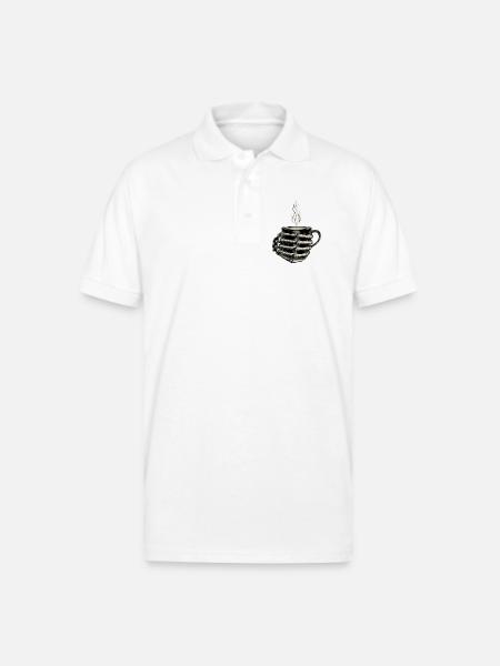 Skeleton Hands Embrace Steam Mug - Gildan Unisex 50/50 Jersey Polo - white