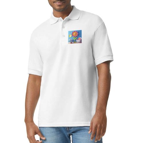 Flower design and harmony of environmental well-be - Gildan Unisex 50/50 Jersey Polo