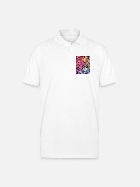 Kaleidoscopic Faces Graffiti - Gildan Unisex 50/50 Jersey Polo - white
