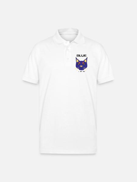 Blue Cat Face Pop Art - Gildan Unisex 50/50 Jersey Polo - white