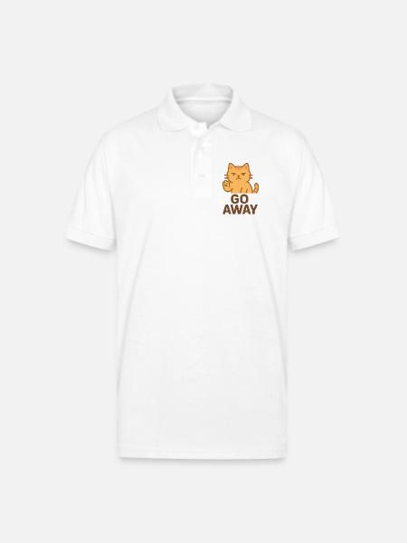 Grumpy Cat Go Away Cartoon - Gildan Unisex 50/50 Jersey Polo - white