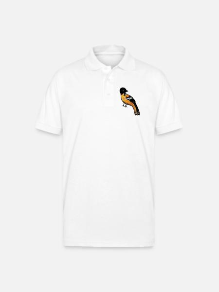 Ember Robin on Midnight - Gildan Unisex 50/50 Jersey Polo - white
