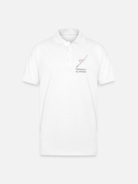 Fishing Heart Therapy Design - Gildan Unisex 50/50 Jersey Polo - white
