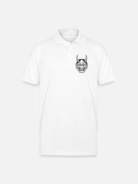 japanese demon mask - Gildan Unisex 50/50 Jersey Polo - white