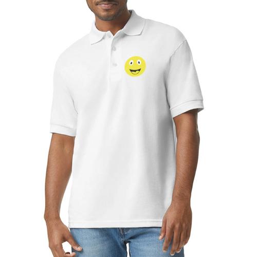 Yellow Happy Face Print - Gildan Unisex 50/50 Jersey Polo