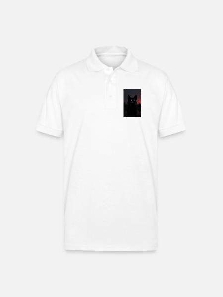Mysterious Black Wolf at Night - Gildan Unisex 50/50 Jersey Polo - white