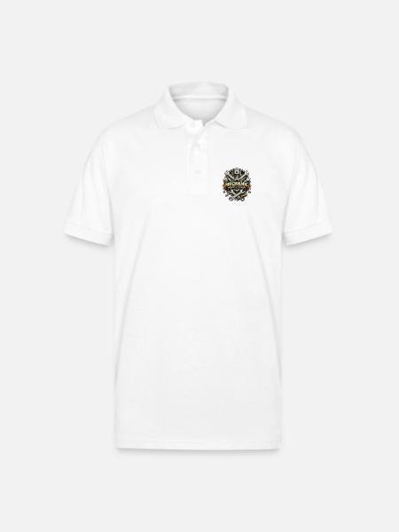 Mechanic Gear Emblem - Gildan Unisex 50/50 Jersey Polo - white