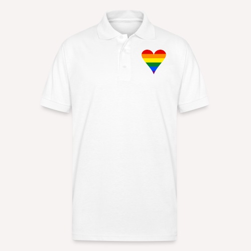 Gay Pride Rainbow Heart Funky - Gildan Unisex 50/50 Jersey Polo