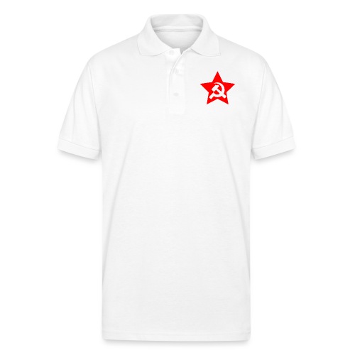 red and white star hammer and sickle - Gildan Unisex 50/50 Jersey Polo