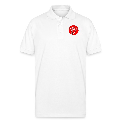 RED BLSSD CIRCLE WITH WHITE WRITING - Gildan Unisex 50/50 Jersey Polo