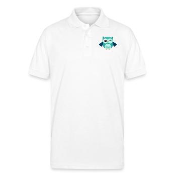 Winking Blue Owl - Gildan Unisex 50/50 Jersey Polo - white - Front