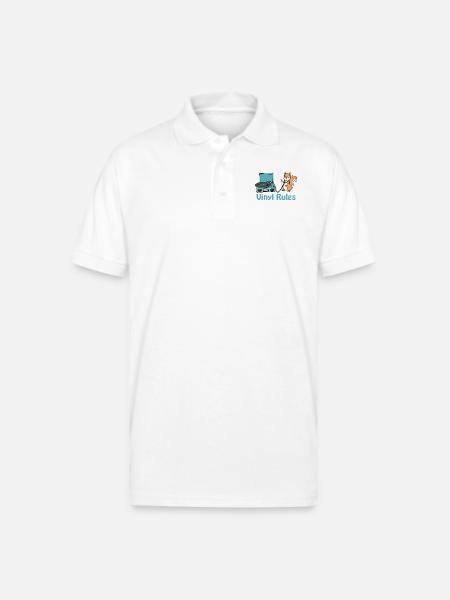 vinyl rules sky blue - Gildan Unisex 50/50 Jersey Polo - white
