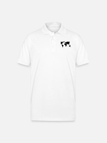 World Map - Gildan Unisex 50/50 Jersey Polo - white