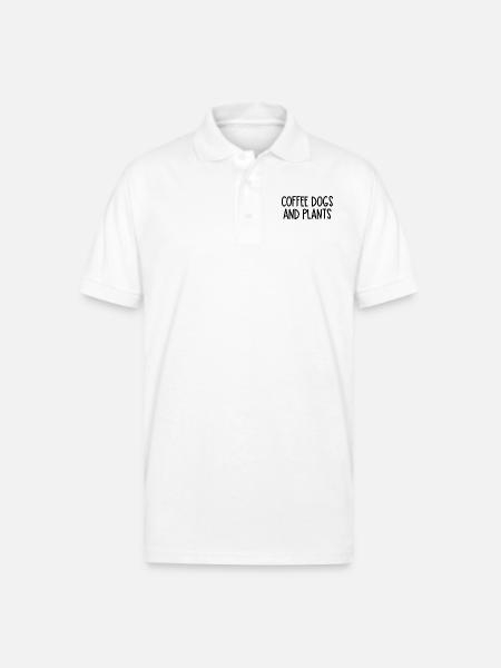 coffee dogs and plants - Gildan Unisex 50/50 Jersey Polo - white