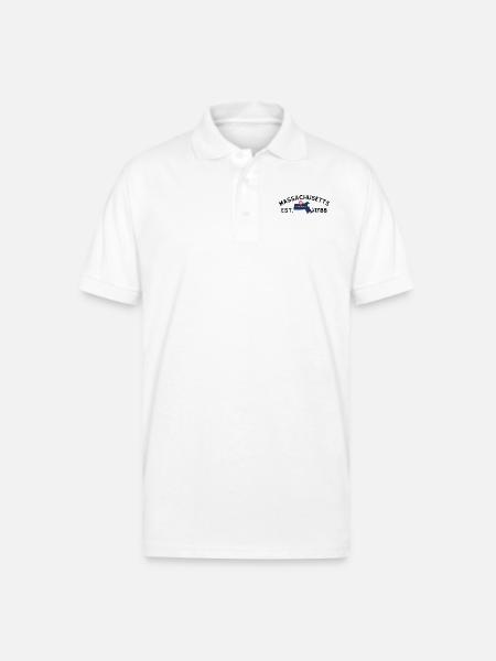 Massachusetts - Gildan Unisex 50/50 Jersey Polo - white