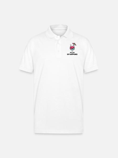 Sip Happens - Gildan Unisex 50/50 Jersey Polo - white