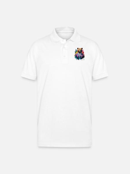 Bear in suit - Gildan Unisex 50/50 Jersey Polo - white