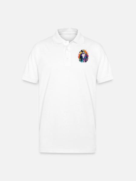 Penguin in suit - Gildan Unisex 50/50 Jersey Polo - white