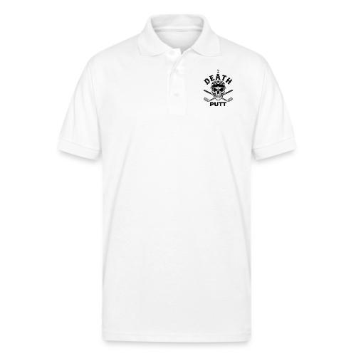 DEATH PUTT - Gothic Golf Gift Tee - Skull & Putter - Gildan Unisex 50/50 Jersey Polo