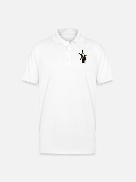 Selfie with Jesus - Gildan Unisex 50/50 Jersey Polo - white