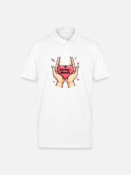 Caring Hands - Gildan Unisex 50/50 Jersey Polo - white