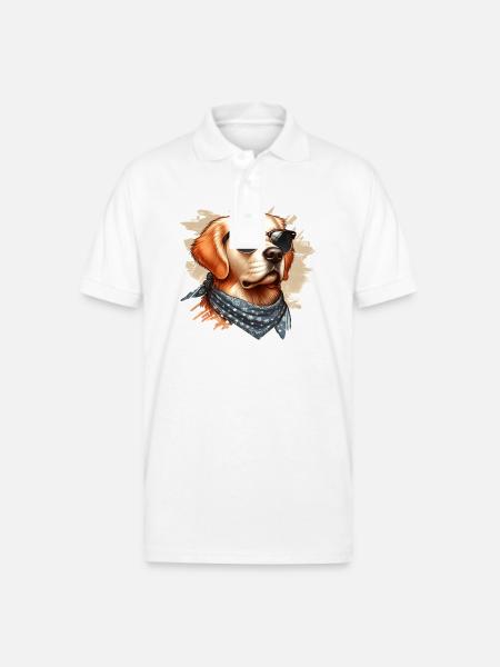 Golden Retriver Art - Gildan Unisex 50/50 Jersey Polo - white