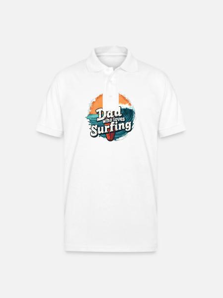 Dad Who Loves Surfing - Gildan Unisex 50/50 Jersey Polo - white
