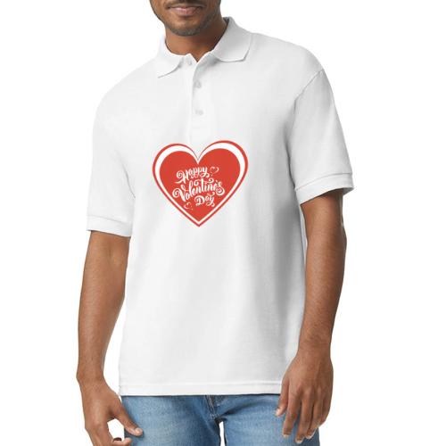 Hearts Love February Valentine's Day February 14 - Gildan Unisex 50/50 Jersey Polo