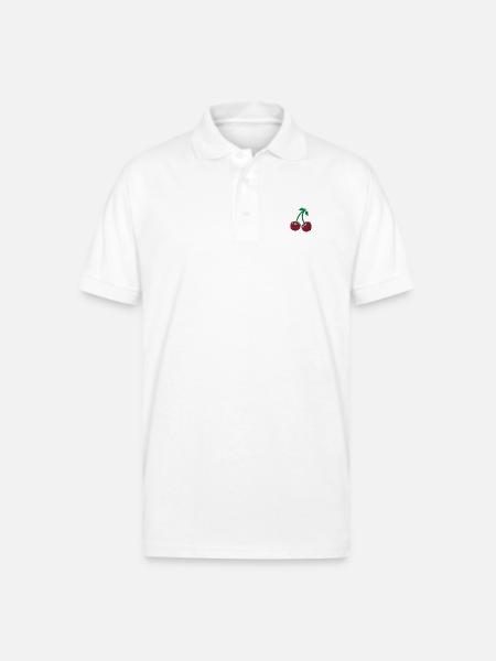 Cherries embroidered - Gildan Unisex 50/50 Jersey Polo - white
