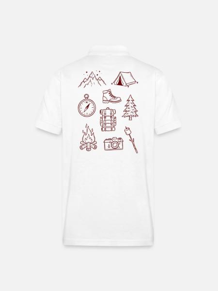 Adventure Enthusiast Camping Doodle Collage - Gildan Unisex 50/50 Jersey Polo - white