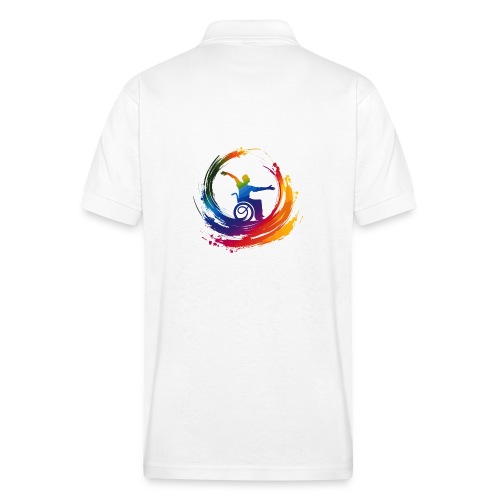 Inclusion wheelchair symbol in rainbow colors * - Gildan Unisex 50/50 Jersey Polo