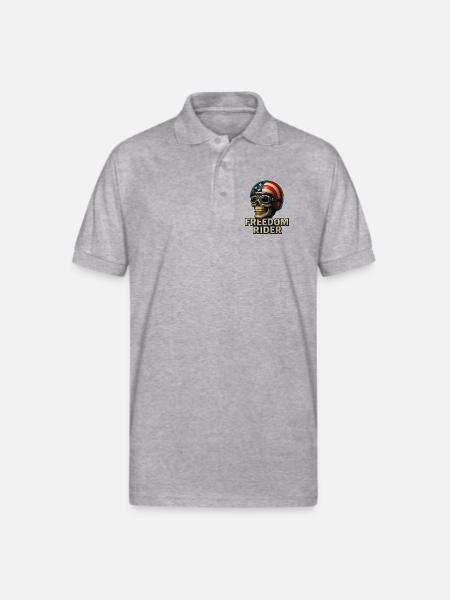Freedom Rider Skull Art - Gildan Unisex 50/50 Jersey Polo - heather gray