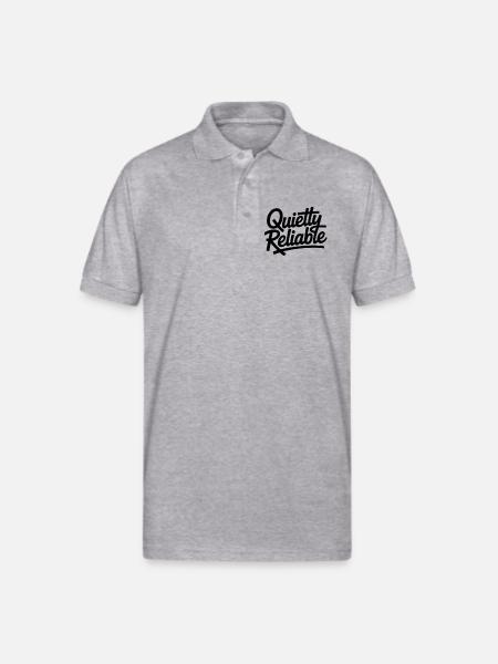 Quietly Reliable Script Logo - Gildan Unisex 50/50 Jersey Polo - heather gray