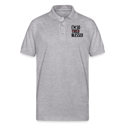 Not Tired, Blessed - Black - Gildan Unisex 50/50 Jersey Polo