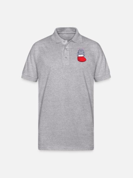 Sock in Hippo - Gildan Unisex 50/50 Jersey Polo - heather gray