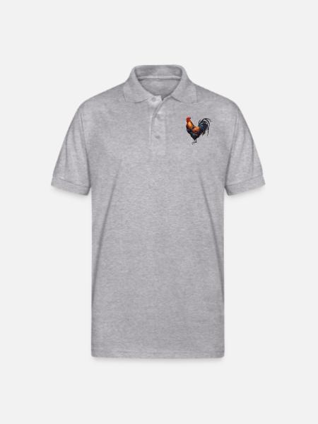 Rooster - "Cluck Commander" - Gildan Unisex 50/50 Jersey Polo - heather gray