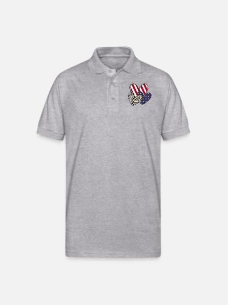 4th of july Heart - Gildan Unisex 50/50 Jersey Polo - heather gray