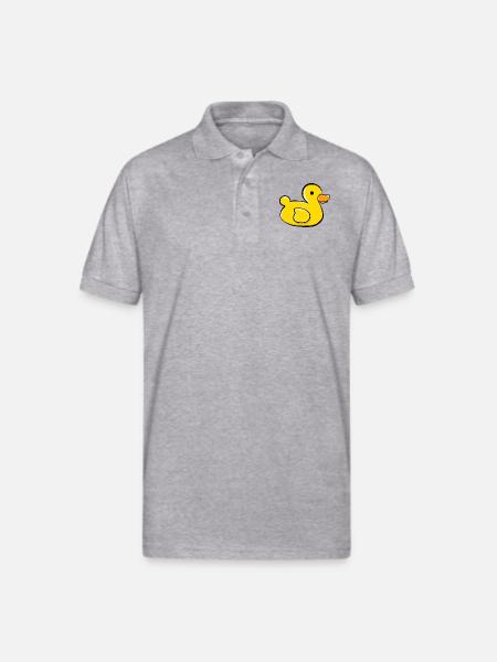 Rubber Ducky Bath Toy - Gildan Unisex 50/50 Jersey Polo - heather gray