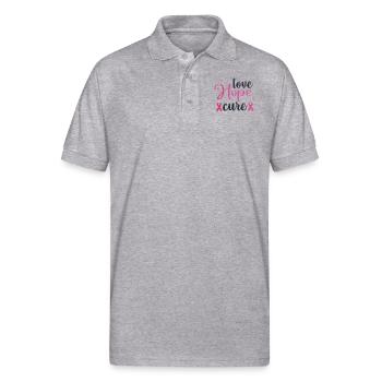 Breast cancer - Gildan Unisex 50/50 Jersey Polo - heather gray - Front