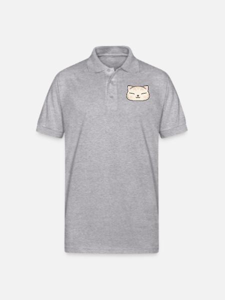 Cute Cream Cat Face - Gildan Unisex 50/50 Jersey Polo - heather gray
