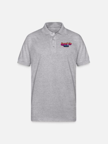 Level Up - Gildan Unisex 50/50 Jersey Polo - heather gray