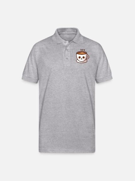 Coffee Cup Cat Face - Gildan Unisex 50/50 Jersey Polo - heather gray