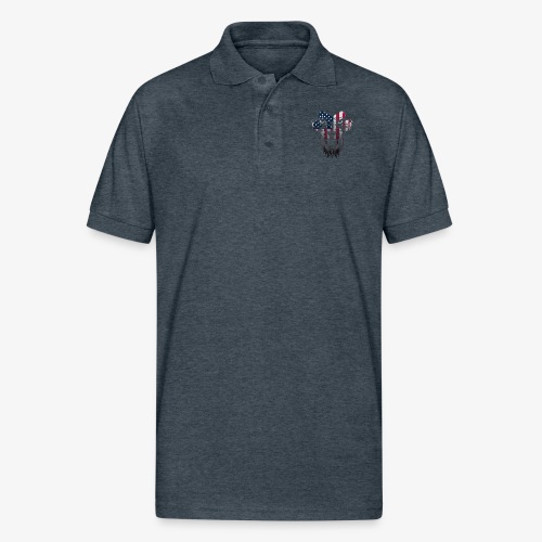 American Flag Lion Shirt - Gildan Unisex 50/50 Jersey Polo