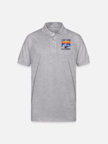 Lake Tahoe California Vintage Souvenir - Gildan Unisex 50/50 Jersey Polo - heather gray