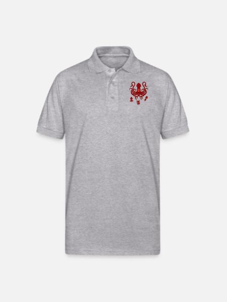Giant Squid - Gildan Unisex 50/50 Jersey Polo - heather gray