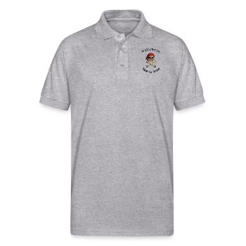 Halloween Time To Scare Pirates Skull - Gildan Unisex 50/50 Jersey Polo - heather gray - Front