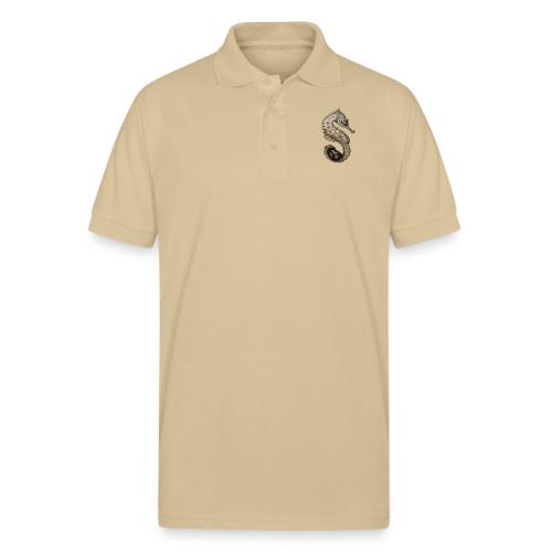 Seahorse holding shell - Gildan Unisex 50/50 Jersey Polo