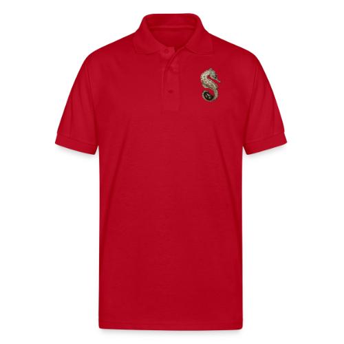 Seahorse holding shell - Gildan Unisex 50/50 Jersey Polo