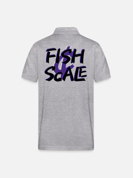 Purple Fish Sale Brush Art - Gildan Unisex 50/50 Jersey Polo - heather gray
