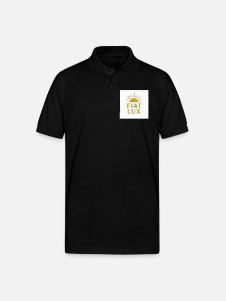 Fiat Lux Gold Sunburst Logo - Gildan Unisex 50/50 Jersey Polo - black